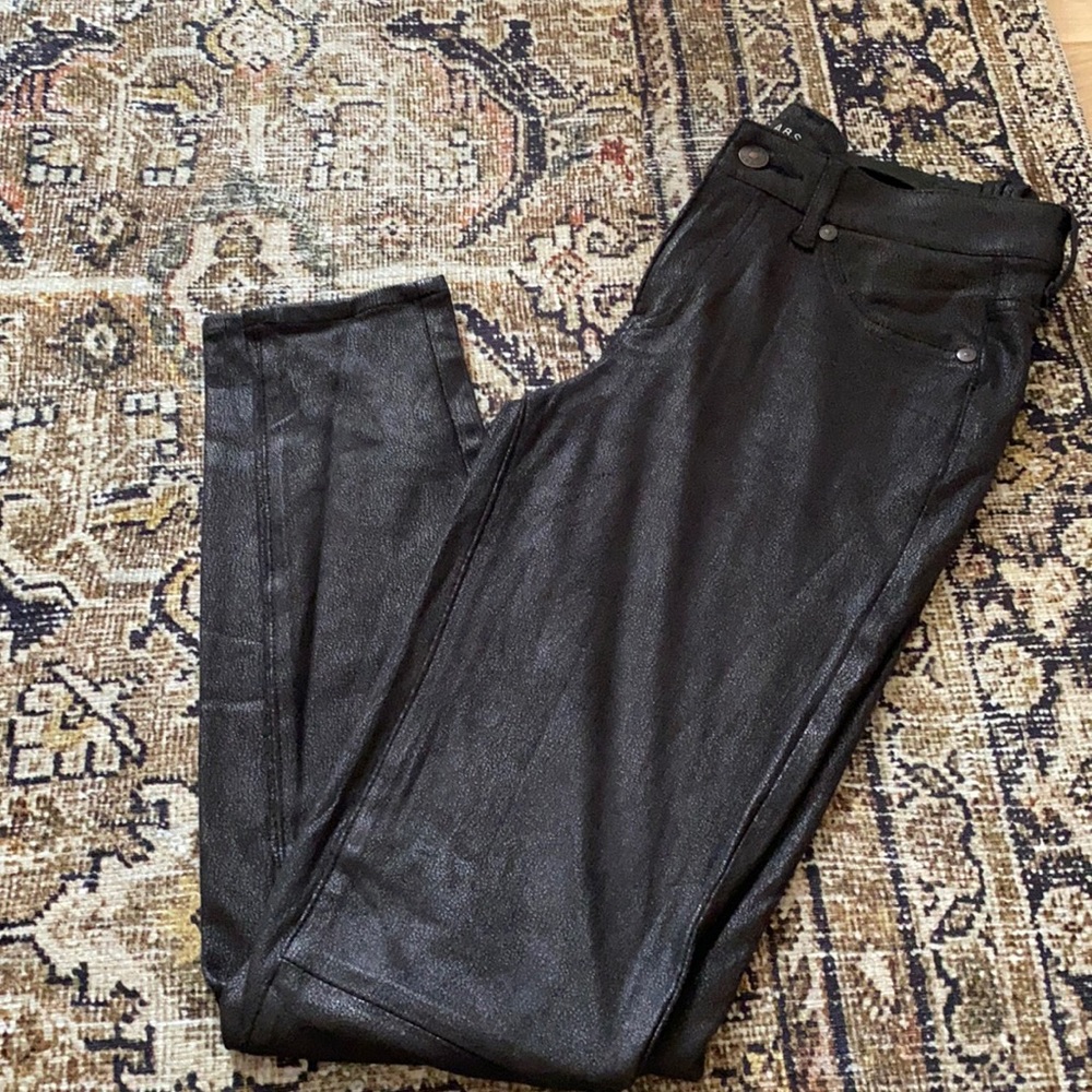 Faux leather denim